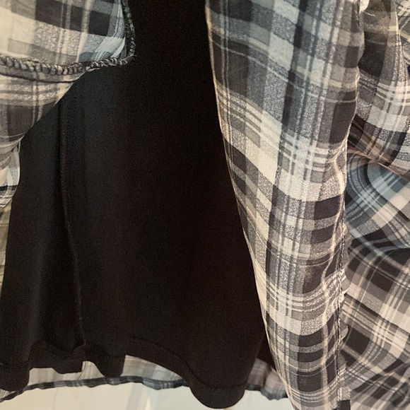 FOREVER21💫 Women’s Gray/Black Plaid White Collar Sleeveless Flowy Mini Dress - Picture 9 of 14